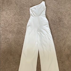 Lulus all white one shoulder jumpsuit